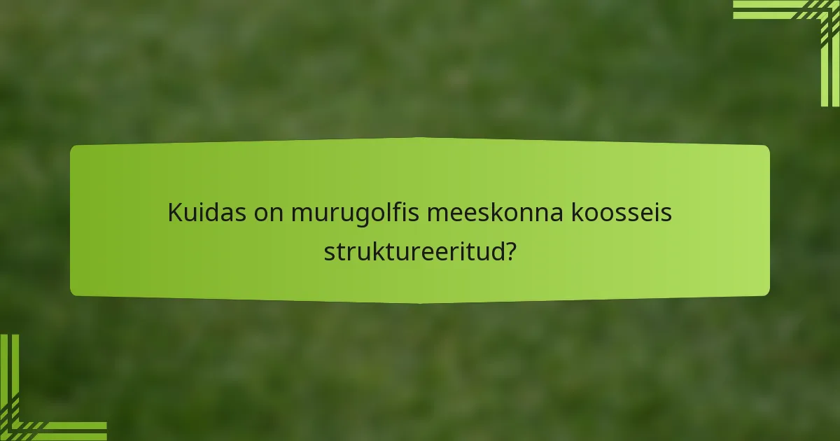 Kuidas on murugolfis meeskonna koosseis struktureeritud?