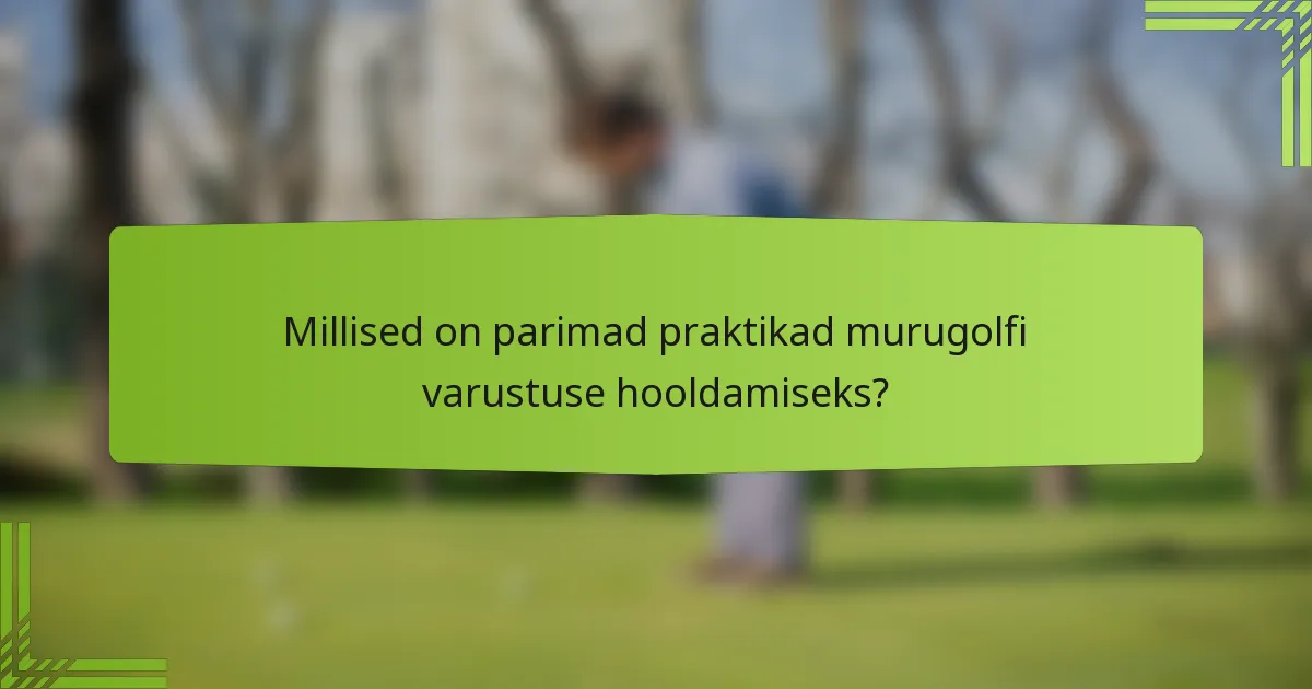 Millised on parimad praktikad murugolfi varustuse hooldamiseks?