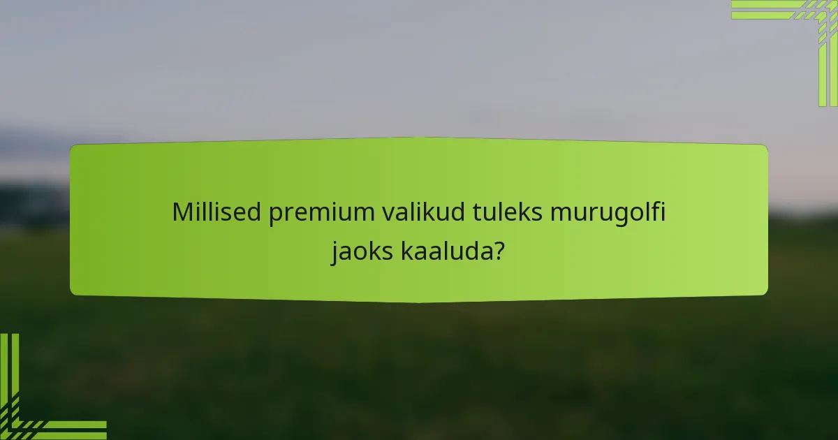 Millised premium valikud tuleks murugolfi jaoks kaaluda?